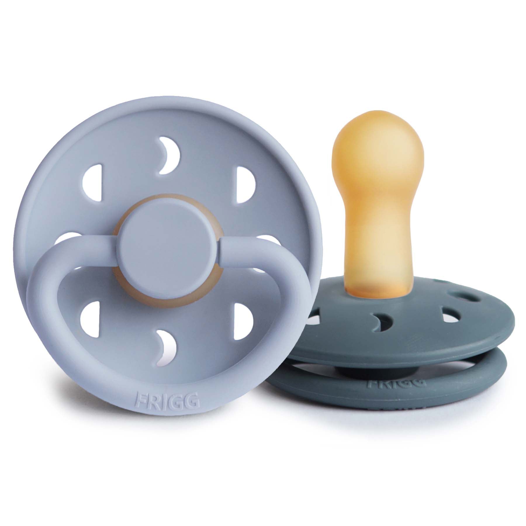 FRIGG Moon Natural Rubber Pacifier 2 - Pack - Tenth & Pine - FRIGG PACIFIERS - 6 - 18 months - Powder Blue/Slate