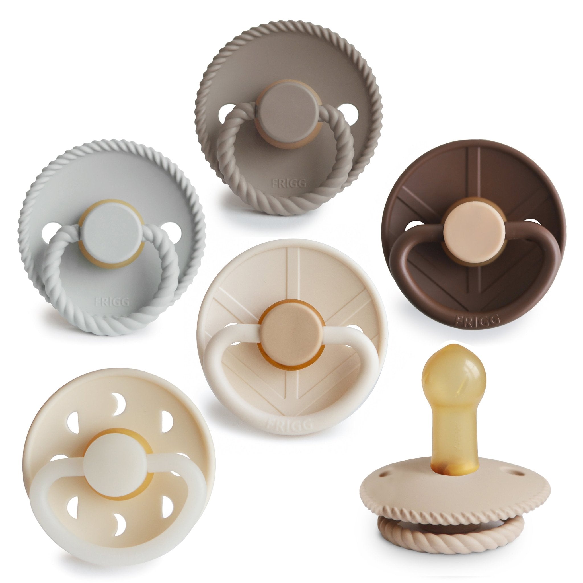 FRIGG Natural Rubber 6 - Pack - Tenth & Pine - FRIGG PACIFIERS - 6 - 18 Months - Earthy Wonder