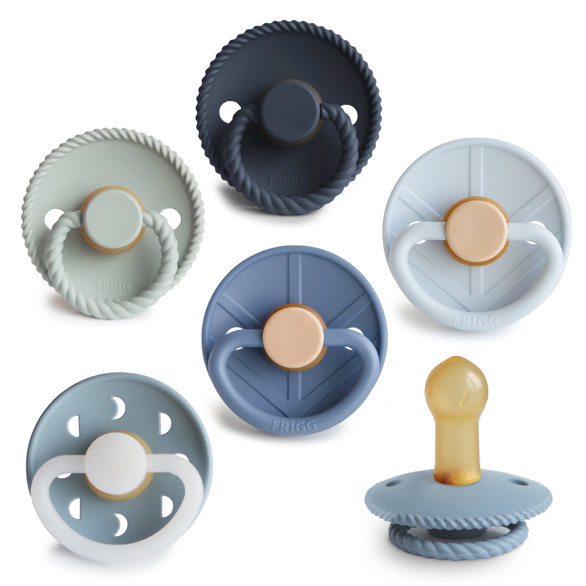 FRIGG Natural Rubber 6 - Pack - Tenth & Pine - FRIGG PACIFIERS - 6 - 18 Months - Endless Sea