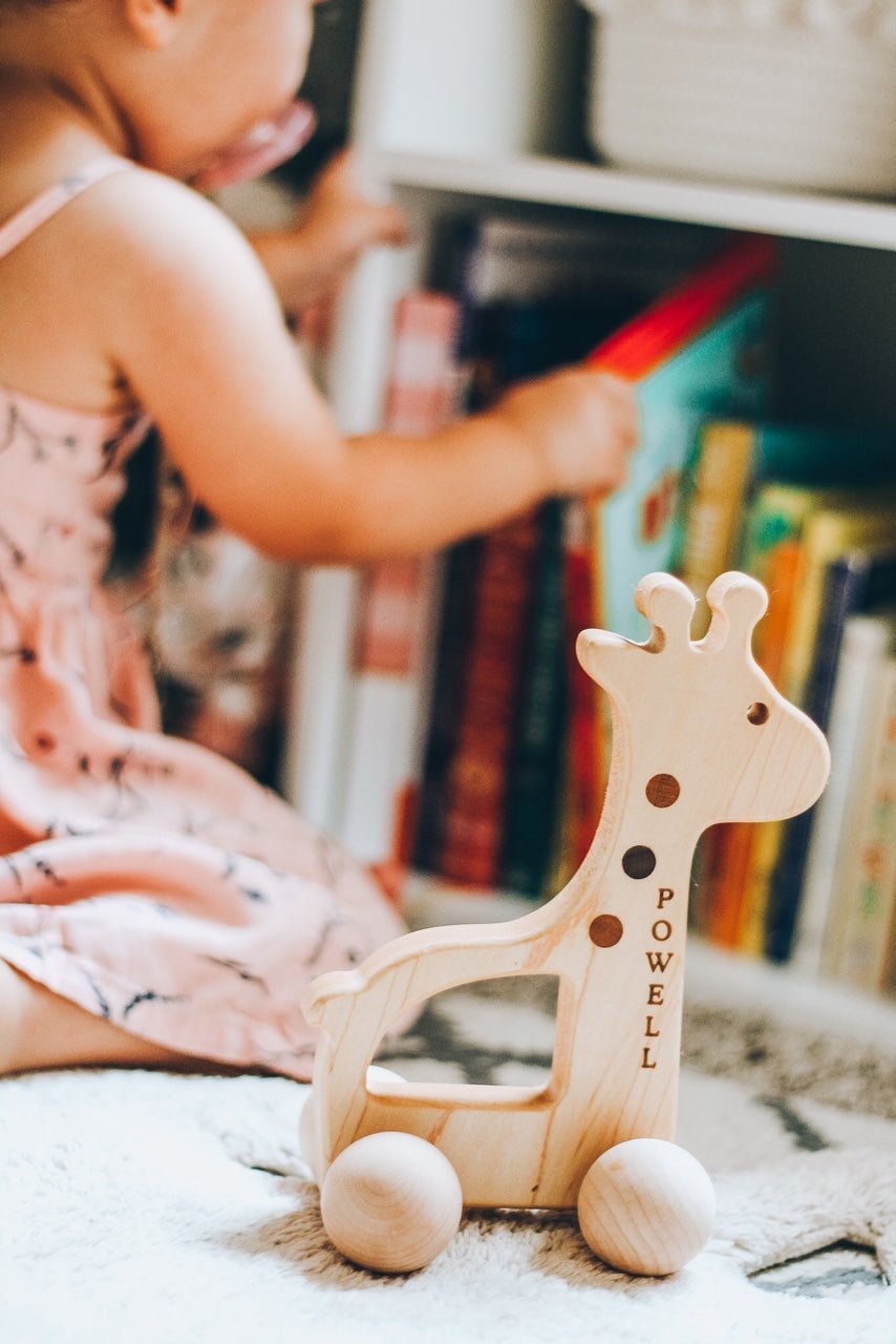 Giraffe Push Toy - Tenth & Pine - Wooden Toy -
