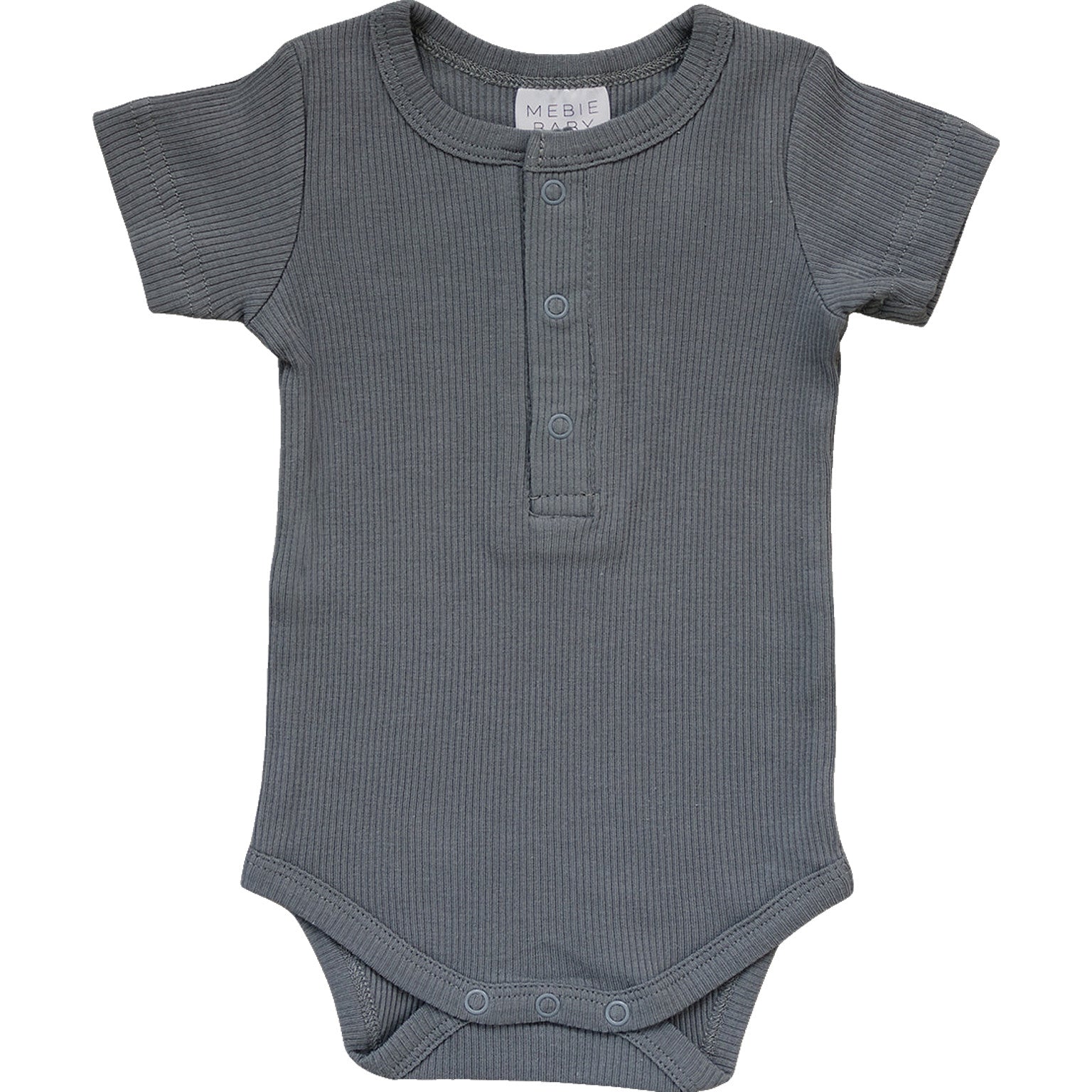 Grey Organic Cotton Ribbed Snap Bodysuit - Tenth & Pine - NB - Mebie Baby