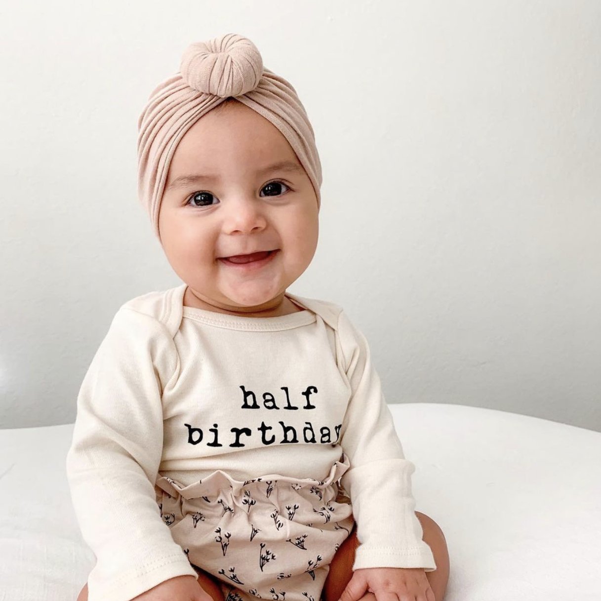 Half Birthday - Long Sleeve Organic Baby Bodysuit - Tenth & Pine - Long Sleeve Onesie - 0 - 3M
