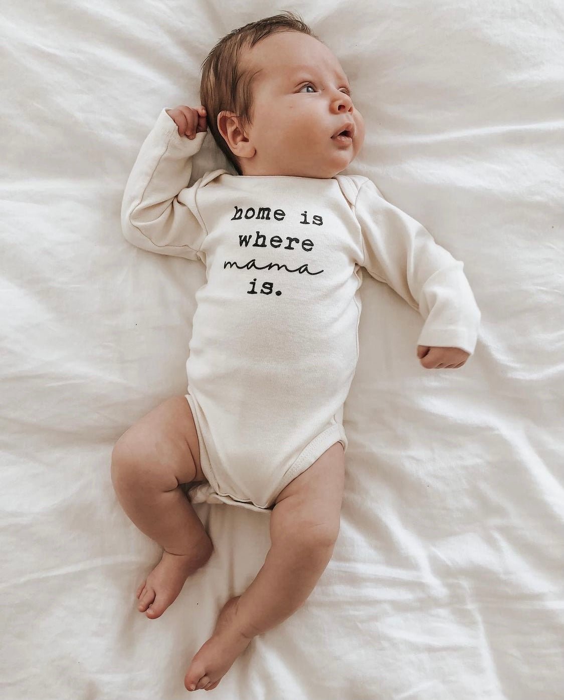 Home is Where Mama Is - Long Sleeve Organic Bodysuit - Tenth & Pine - Long Sleeve Onesie - 0 - 3M