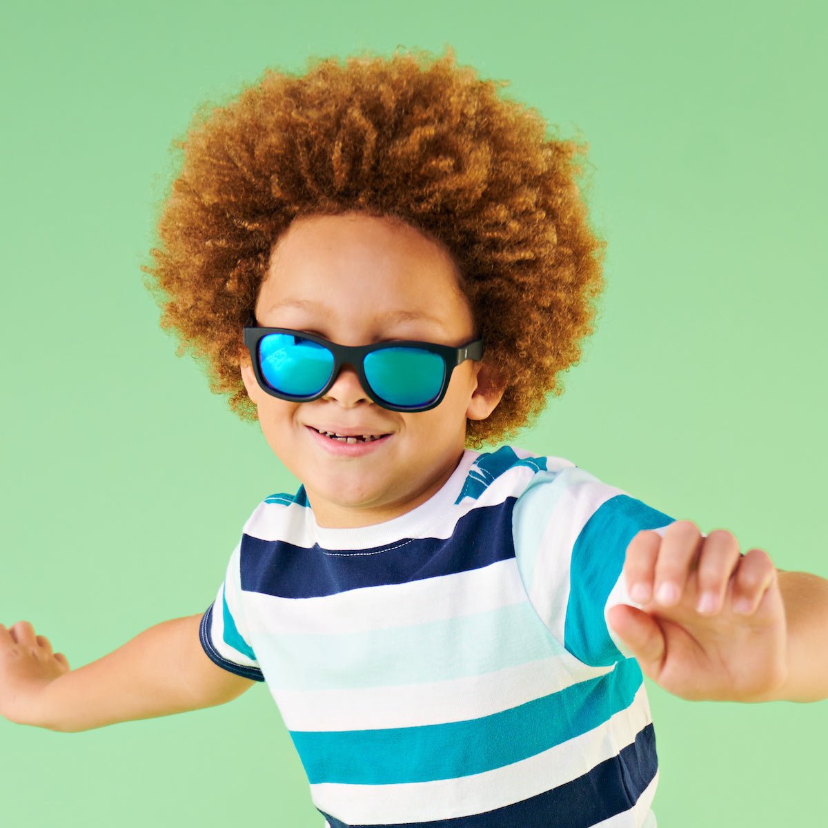 Jet Black Polarized Navigator | Cobalt Mirrored Lens - Tenth & Pine - Sunglasses - Ages 0 - 2 - Polarized - Babiators Sunglasses