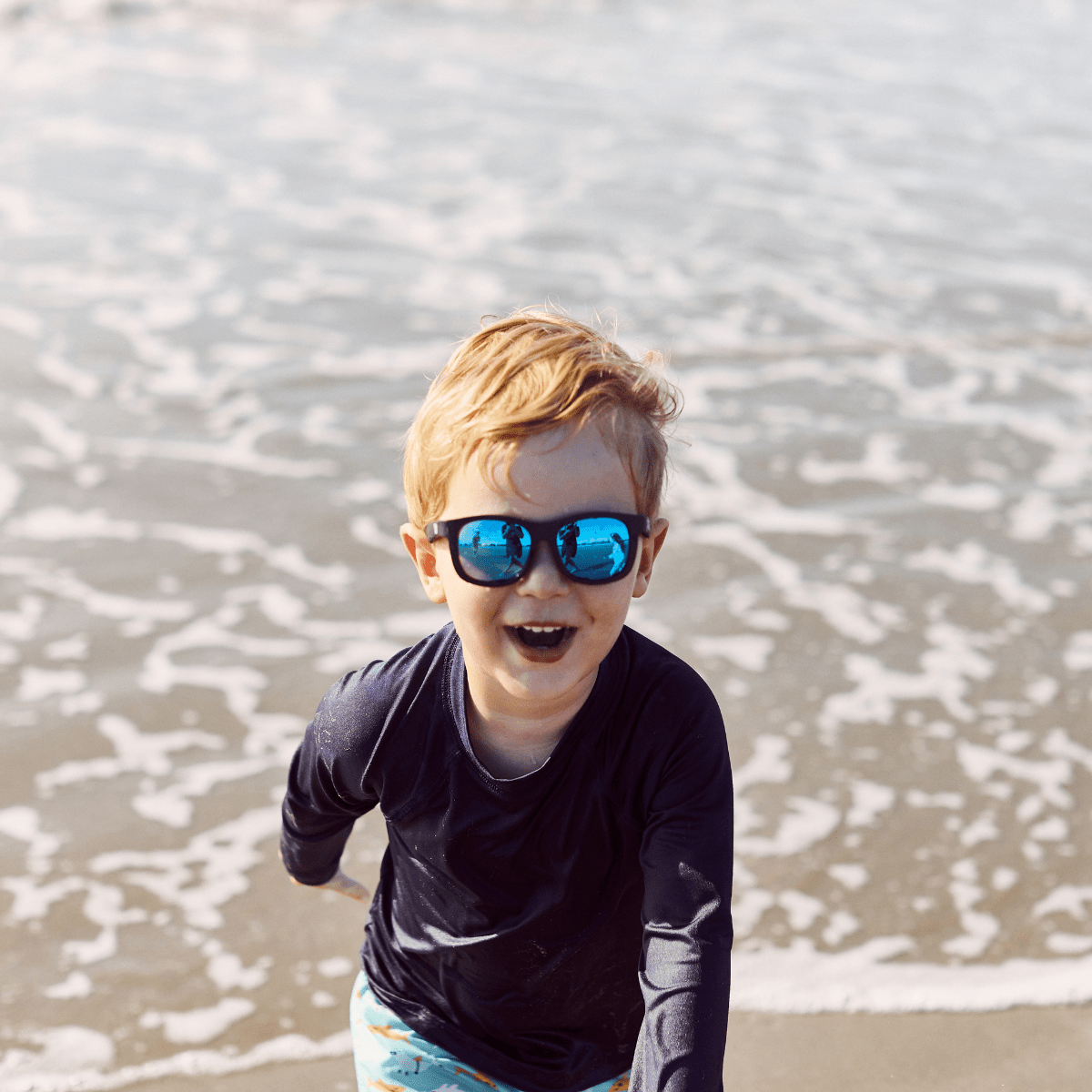 Jet Black Polarized Navigator | Cobalt Mirrored Lens - Tenth & Pine - Sunglasses - Ages 0 - 2 - Polarized - Babiators Sunglasses