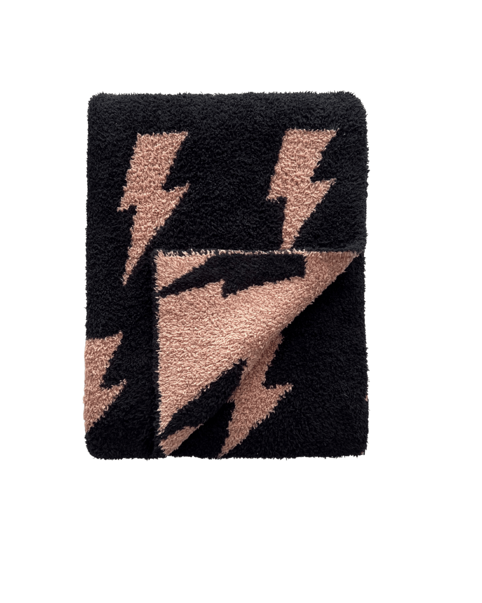 Lightning Bolt Fuzzy Blanket | Mocha - Tenth & Pine - Plush Blanket -