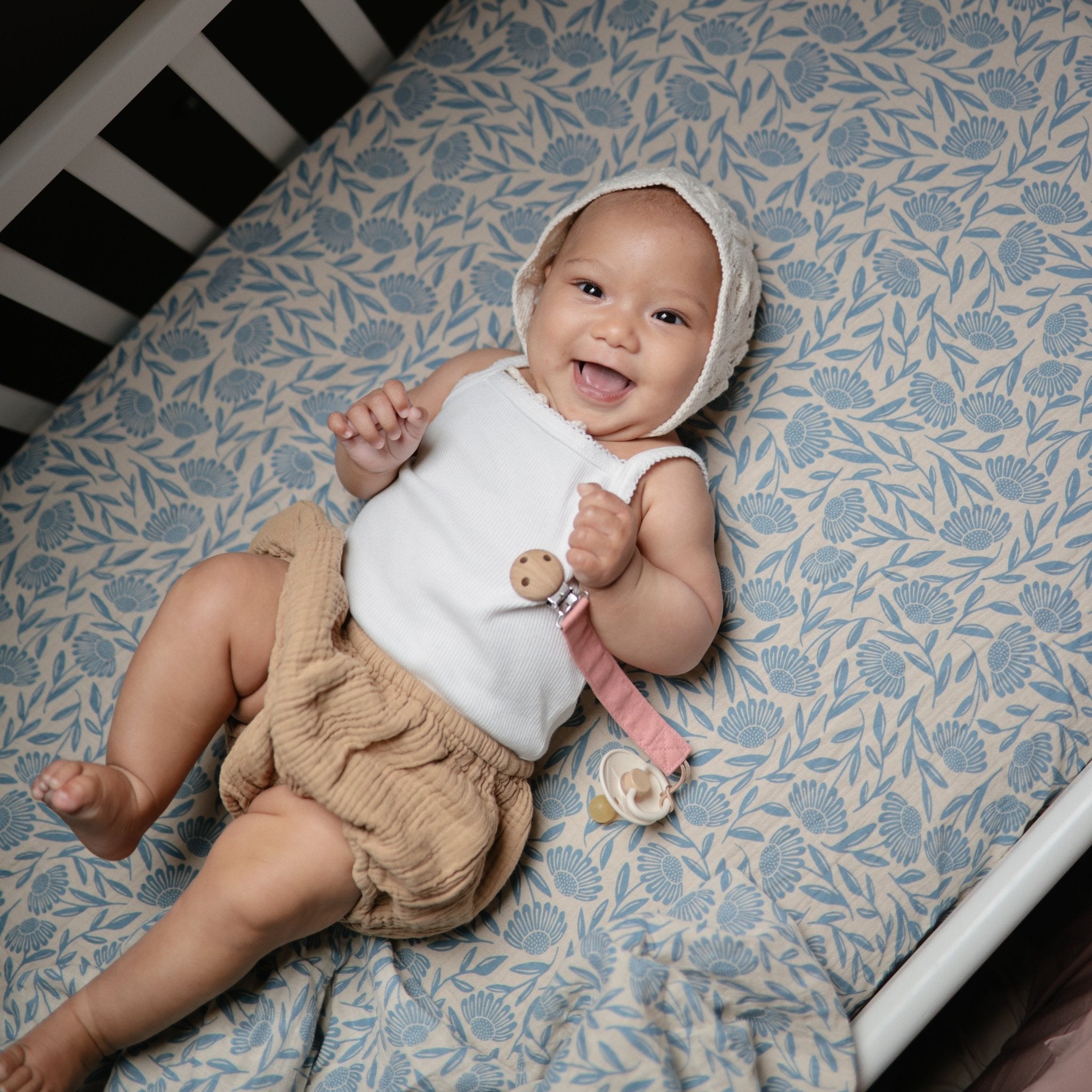 Linen Pacifier Clip 2 - Pack - Tenth & Pine - Pacifier Clip - Blush/Cream