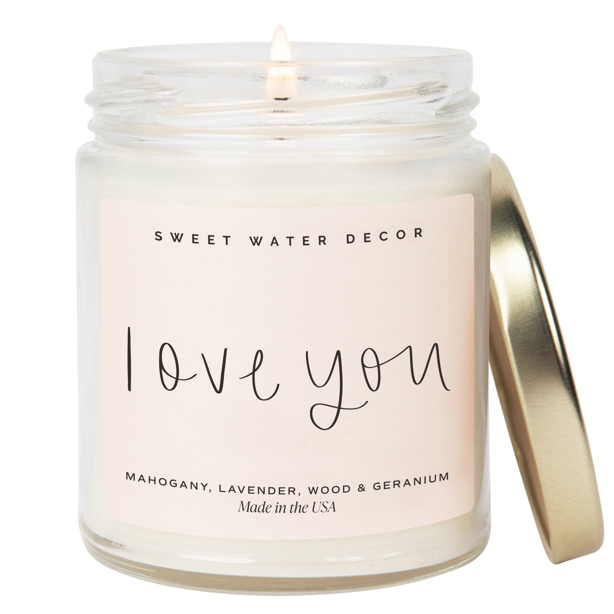 Love You Soy Candle - Clear Jar - 9 oz - Tenth & Pine - Candles -