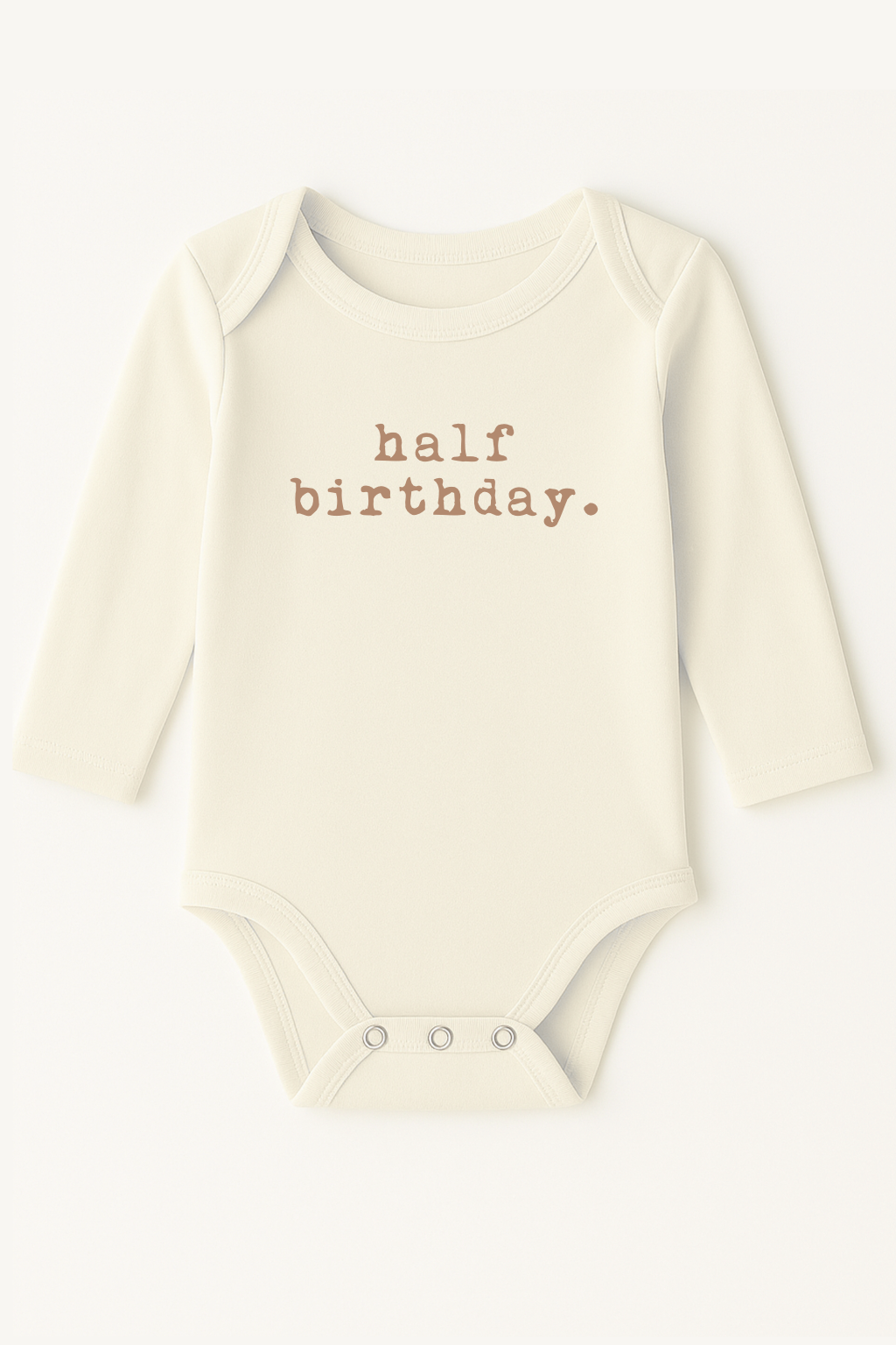 Half Birthday Clay Organic Cotton Baby Bodysuit Long Sleeve