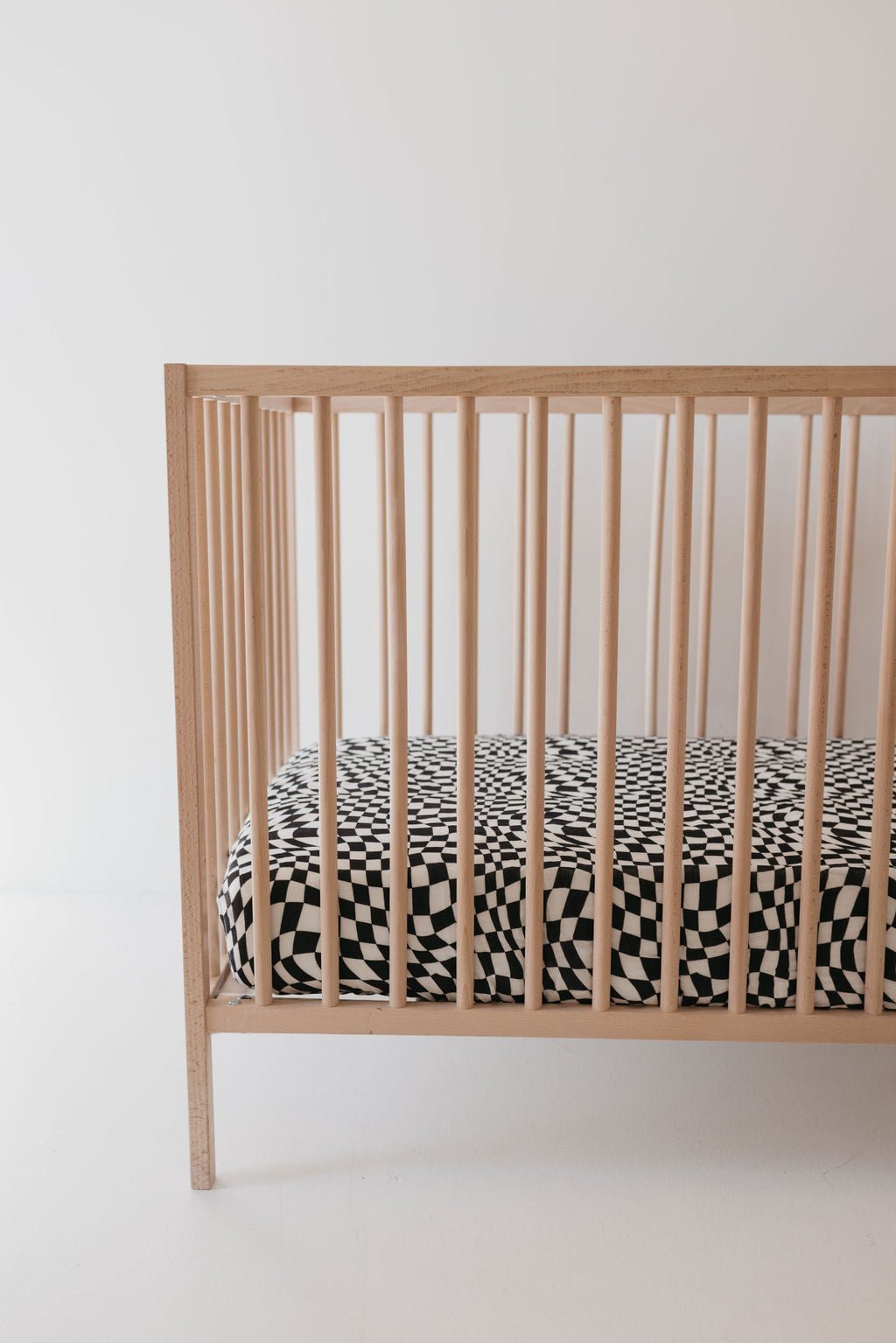 Muslin Crib Sheet | Black & White Wavy Checkerboard - Tenth & Pine - Crib Sheet - forever french baby
