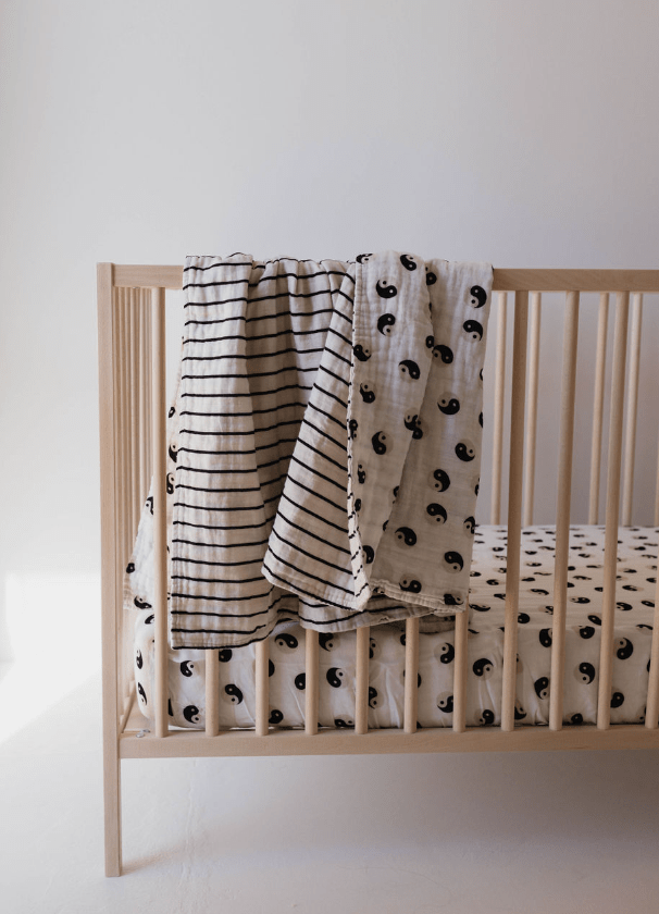 Muslin Quilt | Black & White Yin Yang / Stripe - Tenth & Pine - Quilt - forever french baby