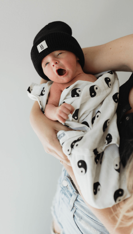 Muslin Swaddle | Black & White Yin Yang - Tenth & Pine - Swaddle - forever french baby