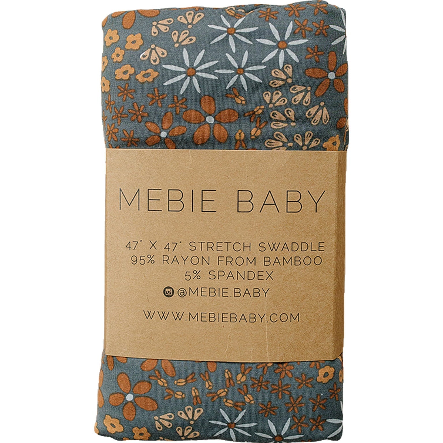 Navy Floral Bamboo Stretch Swaddle - Tenth & Pine -