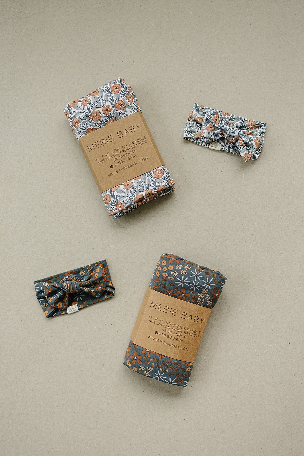 Navy Floral Bamboo Stretch Swaddle - Tenth & Pine -