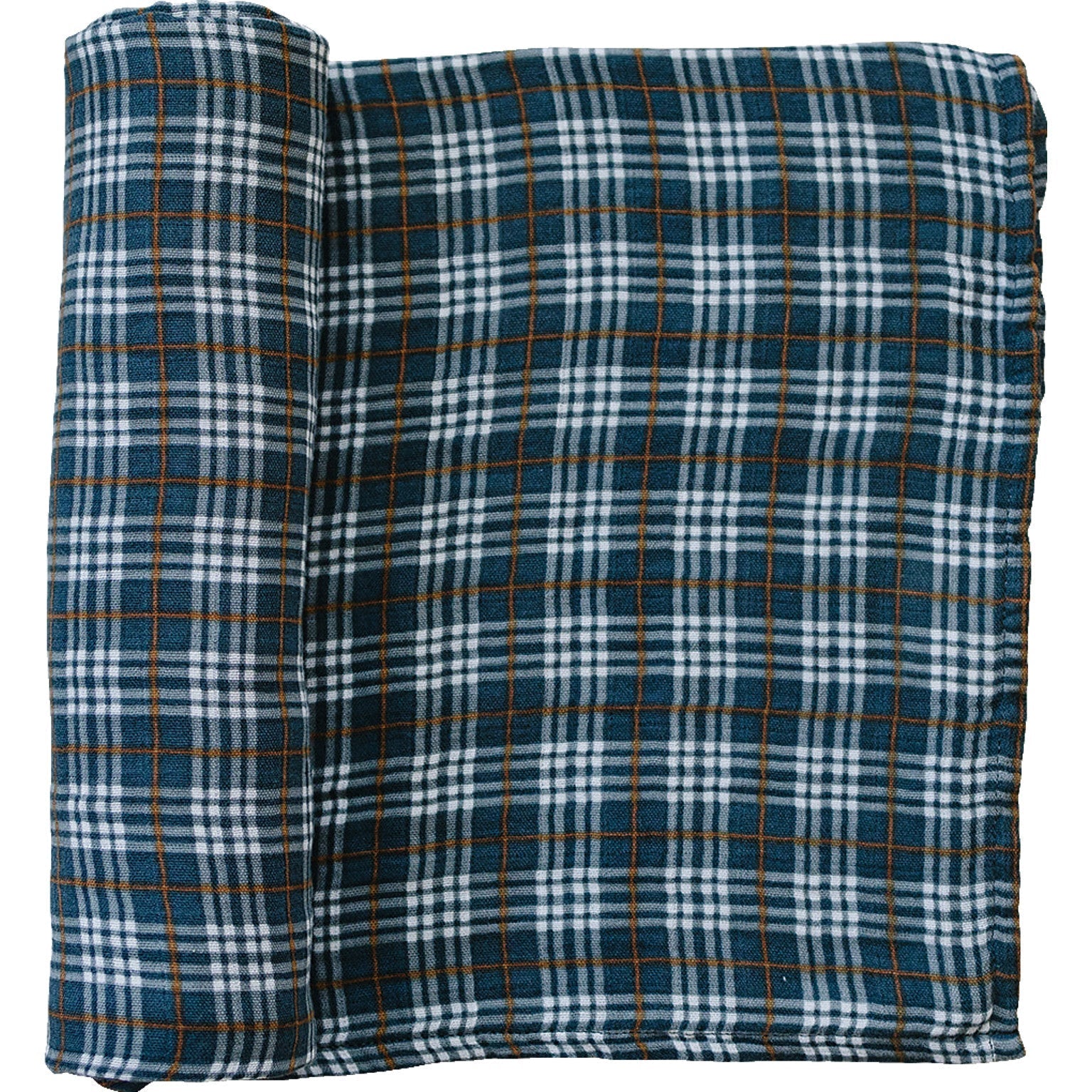 Navy Plaid Muslin Swaddle Blanket - Tenth & Pine -