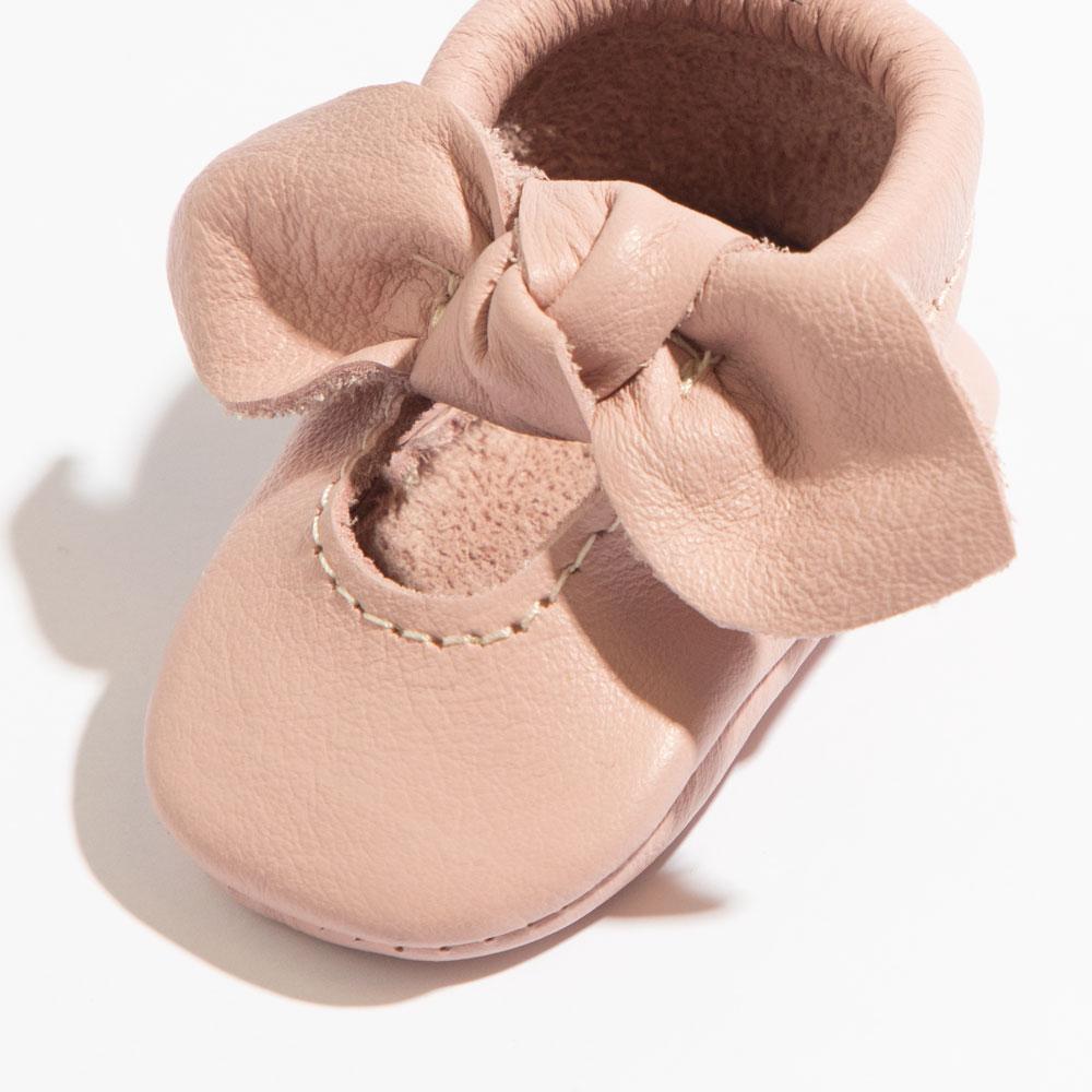 Newborn Blush Knotted Bow Baby Shoe - Tenth & Pine - Knotted Bow Mocc - Soft Sole - Newborn