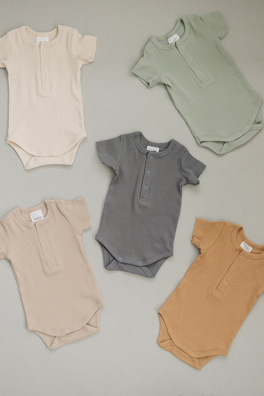 Oatmeal Organic Cotton Ribbed Snap Bodysuit - Tenth & Pine - NB - Mebie Baby