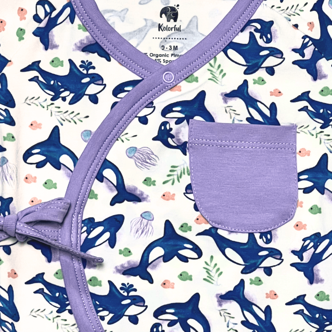 Orca Kimono Shorty | Organic Pima Cotton - Tenth & Pine - Summer Outfits - 0 - 3M - Kolorful