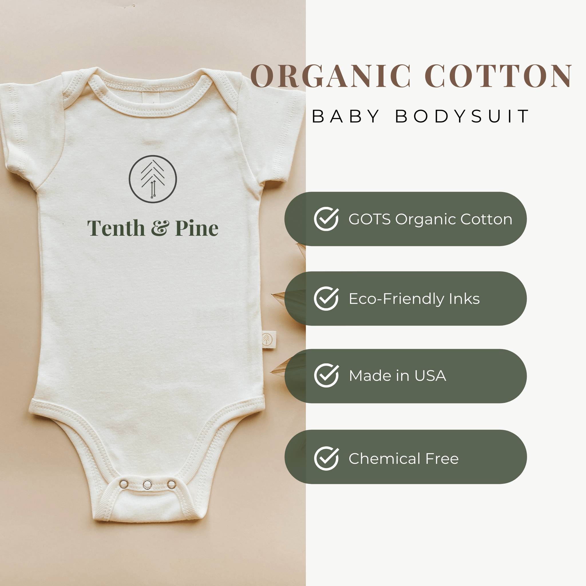 organic cotton baby bodysuit features
GOTS organic cotton
eco-friendly inks
made in usa
chemical free