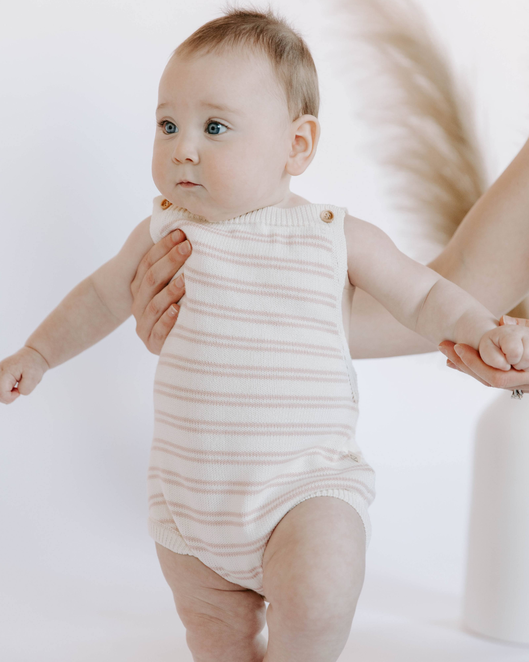 Organic Cotton Stripe Knit Bubble Romper