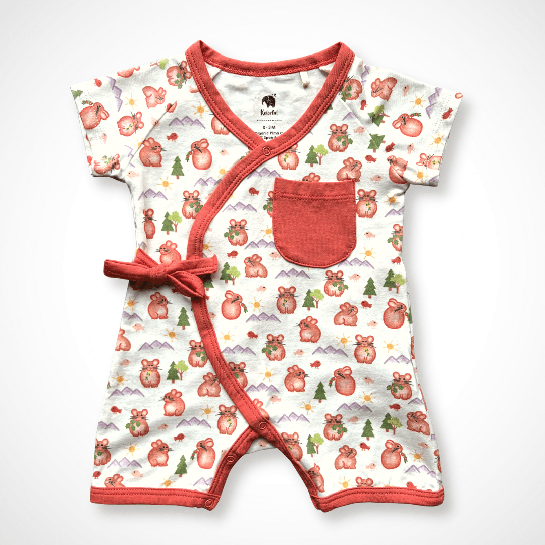 Pika Kimono Shorty | Organic Pima Cotton - Tenth & Pine - Summer Outfits - 0 - 3M - Kolorful