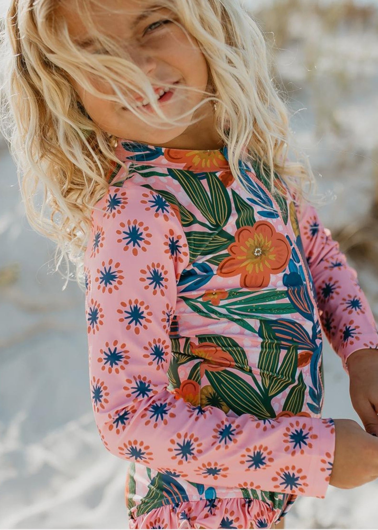Pink Tropical Zip Rash Guard Swimsuit - Tenth & Pine - Swimsuit - 18 Months - Oopsie Daisy