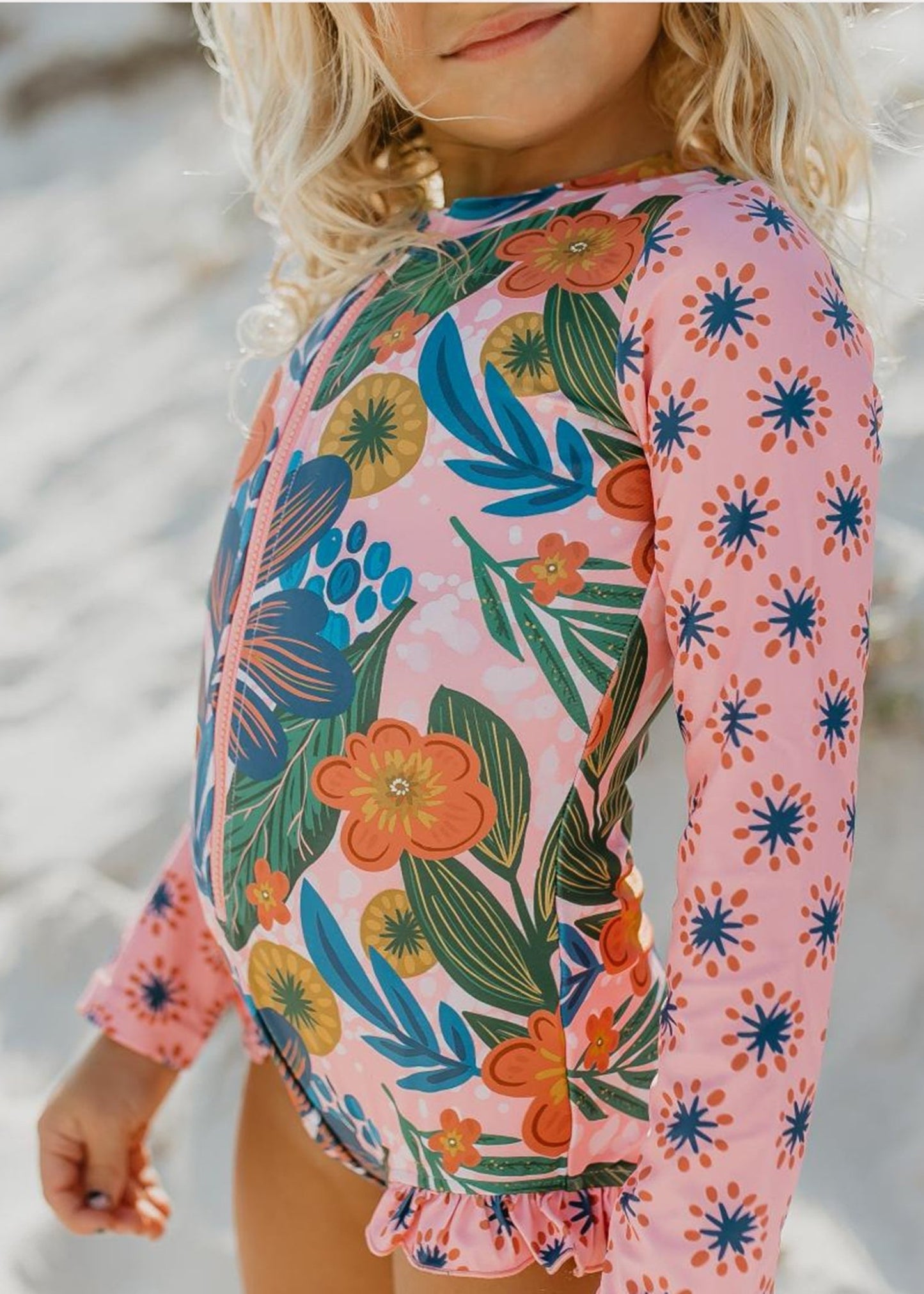 Pink Tropical Zip Rash Guard Swimsuit - Tenth & Pine - Swimsuit - 18 Months - Oopsie Daisy