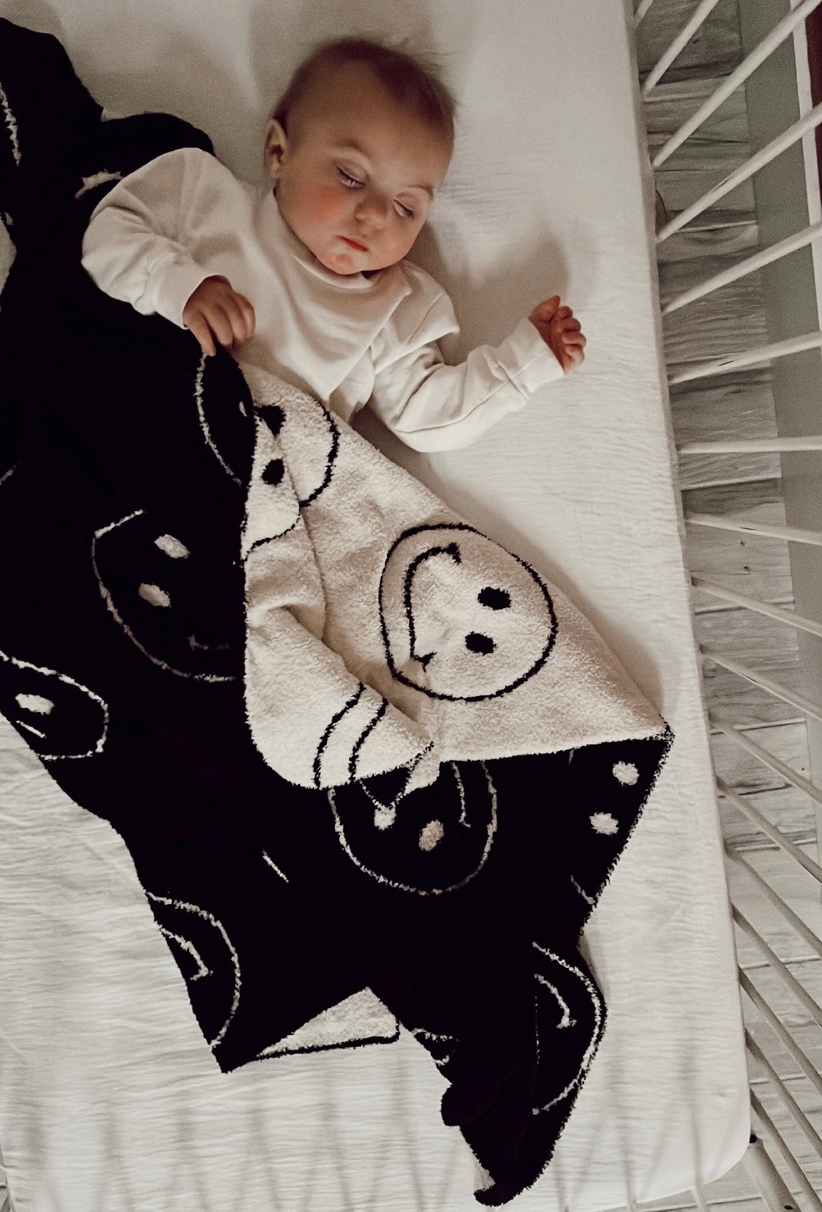 Plush Blanket | Just Smile Black & White - Tenth & Pine - Swaddling Blankets - Baby/Toddler 45x45 inches