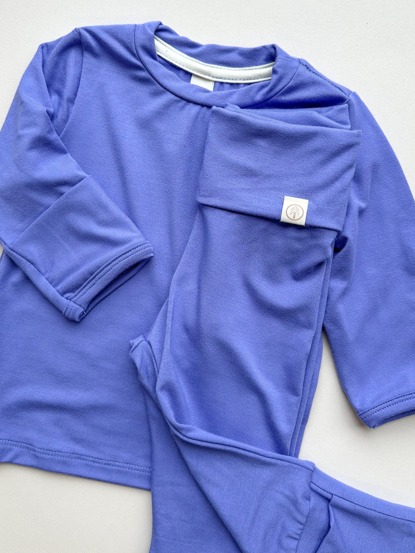 Long Sleeve T-shirt or Bodysuit with Mittens | Baby & Toddler | Luxury Bamboo | Dark Periwinkle - Tenth & Pine - Bamboo Long Sleeve Tee - Bodysuit - 0 - 3 M