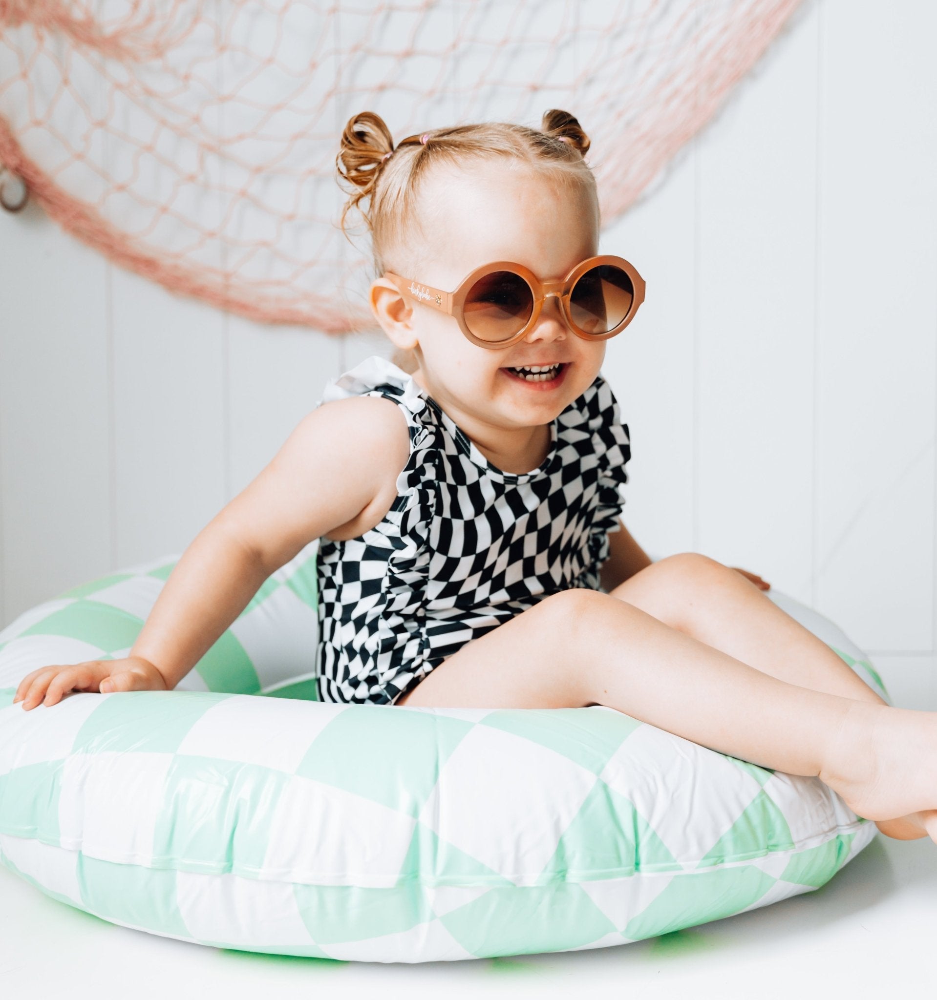 RUFFLE SWIMSUIT - Black Dizzy Check - Tenth & Pine - Ruffle Swimsuit - 6/12m - millie + roo
