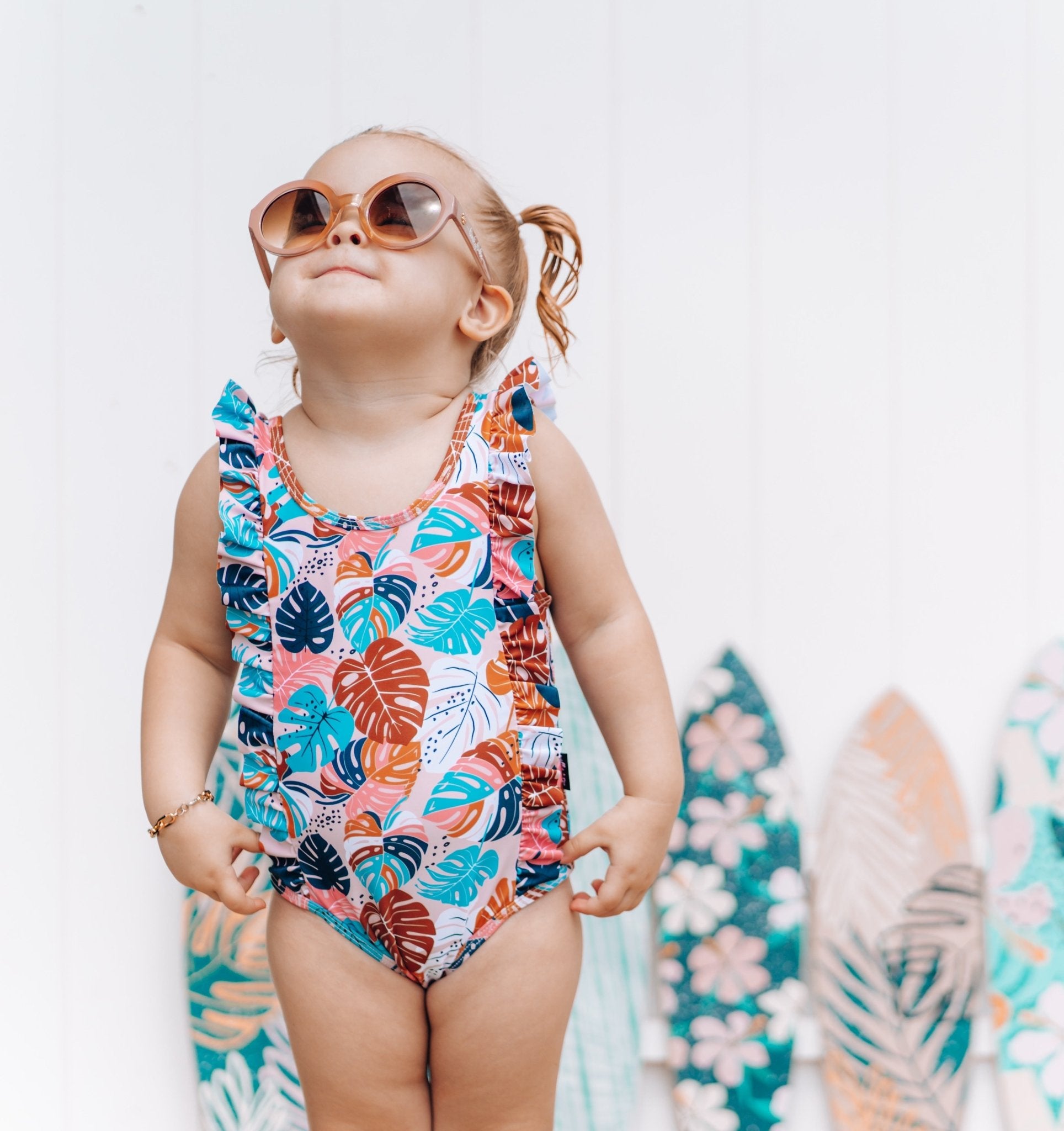 RUFFLE SWIMSUIT - Monstera - Tenth & Pine - Ruffle Swimsuit - 6/12m - millie + roo