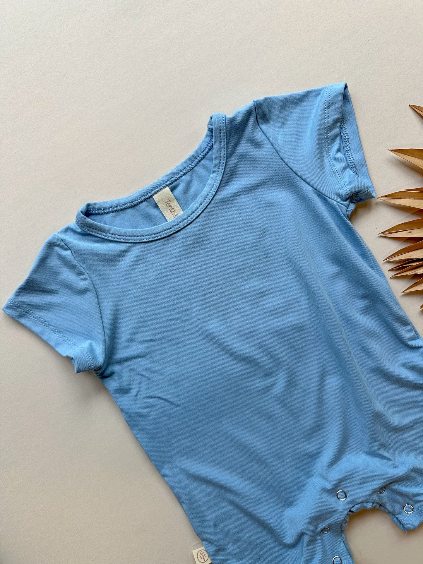 Short Sleeve Snap Romper | Ocean | Luxury Bamboo - Tenth & Pine - BAMBOO ROMPER - 0 - 3M