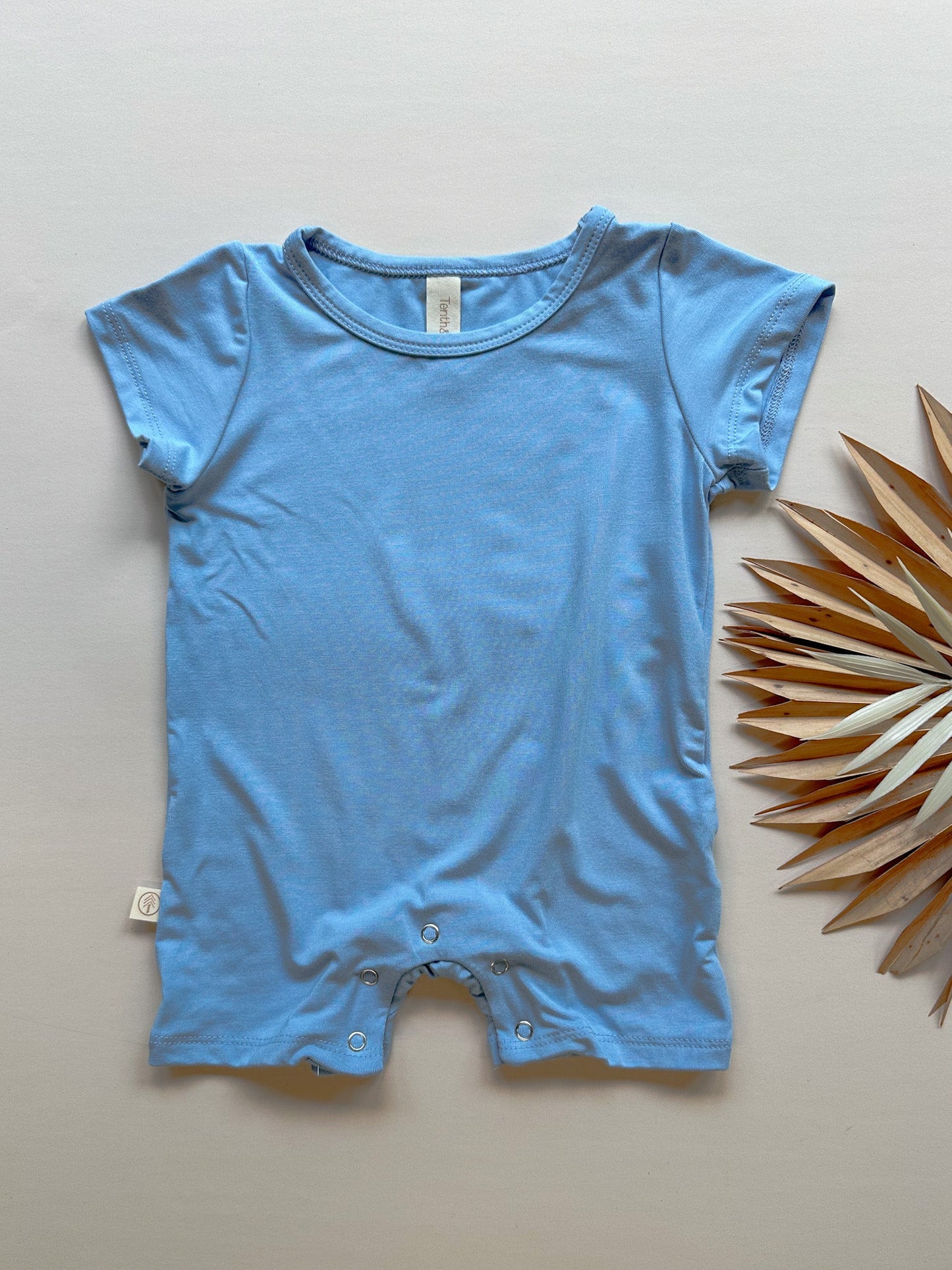 Short Sleeve Snap Romper | Ocean | Luxury Bamboo - Tenth & Pine - BAMBOO ROMPER - 0 - 3M