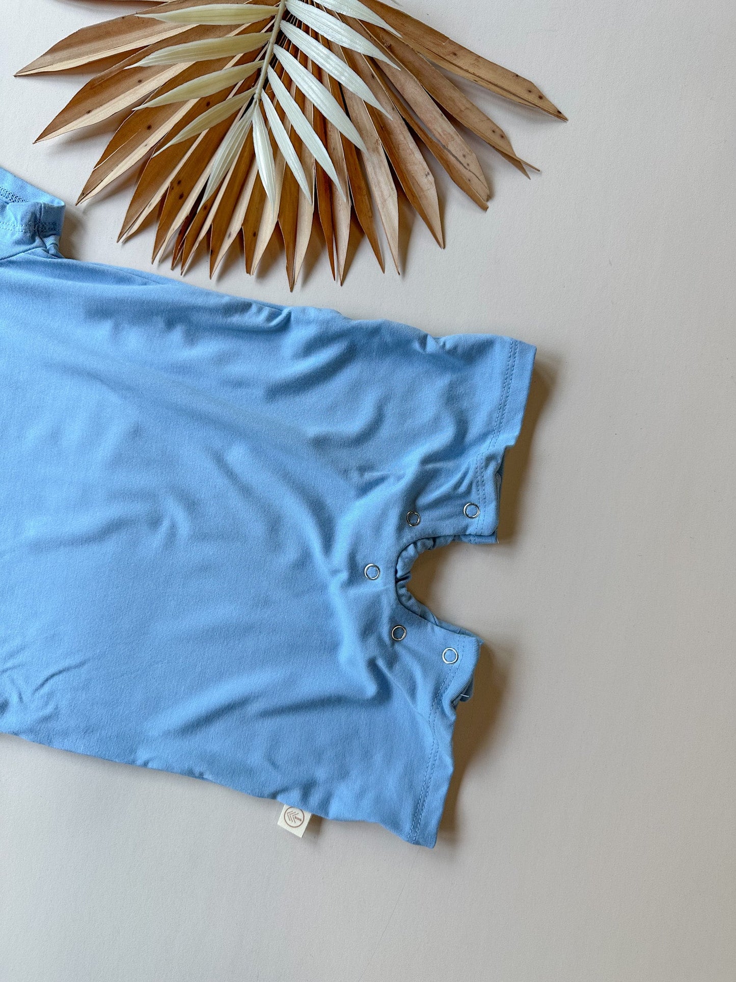 Short Sleeve Snap Romper | Ocean | Luxury Bamboo - Tenth & Pine - BAMBOO ROMPER - 0 - 3M