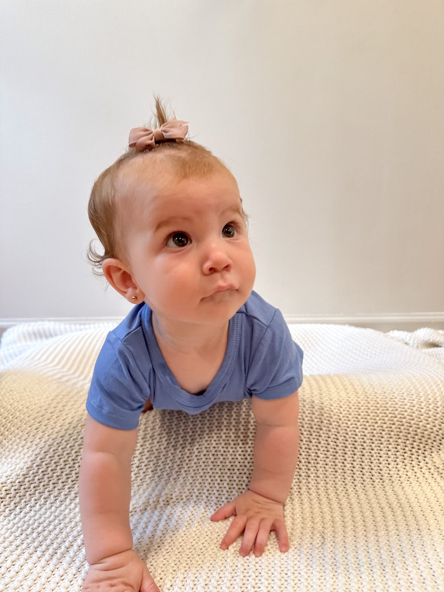 Short Sleeve Snap Romper | Pacific Blue | Luxury Bamboo - Tenth & Pine - BAMBOO ROMPER - 0 - 3M
