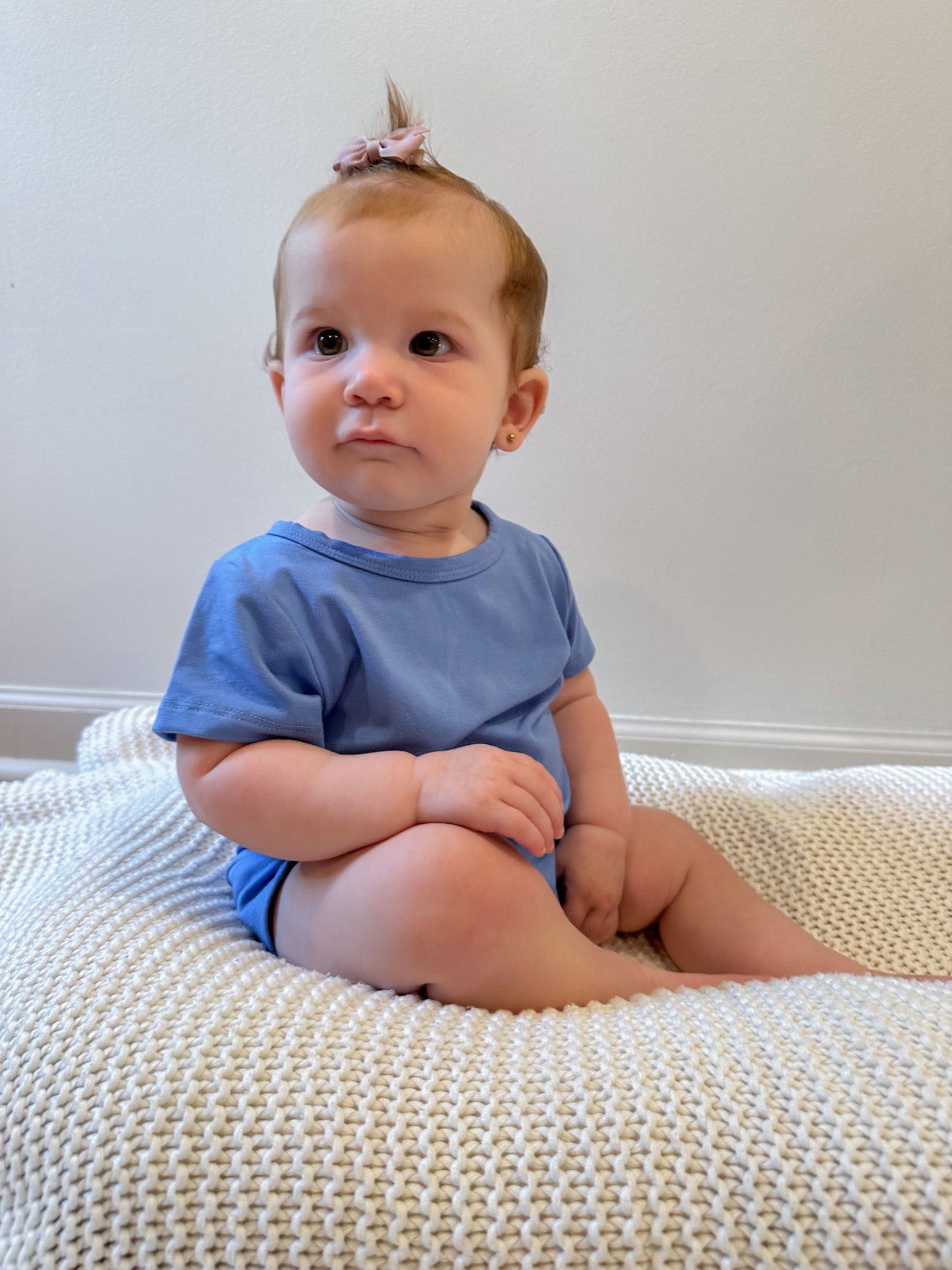 Short Sleeve Snap Romper | Pacific Blue | Luxury Bamboo - Tenth & Pine - BAMBOO ROMPER - 0 - 3M