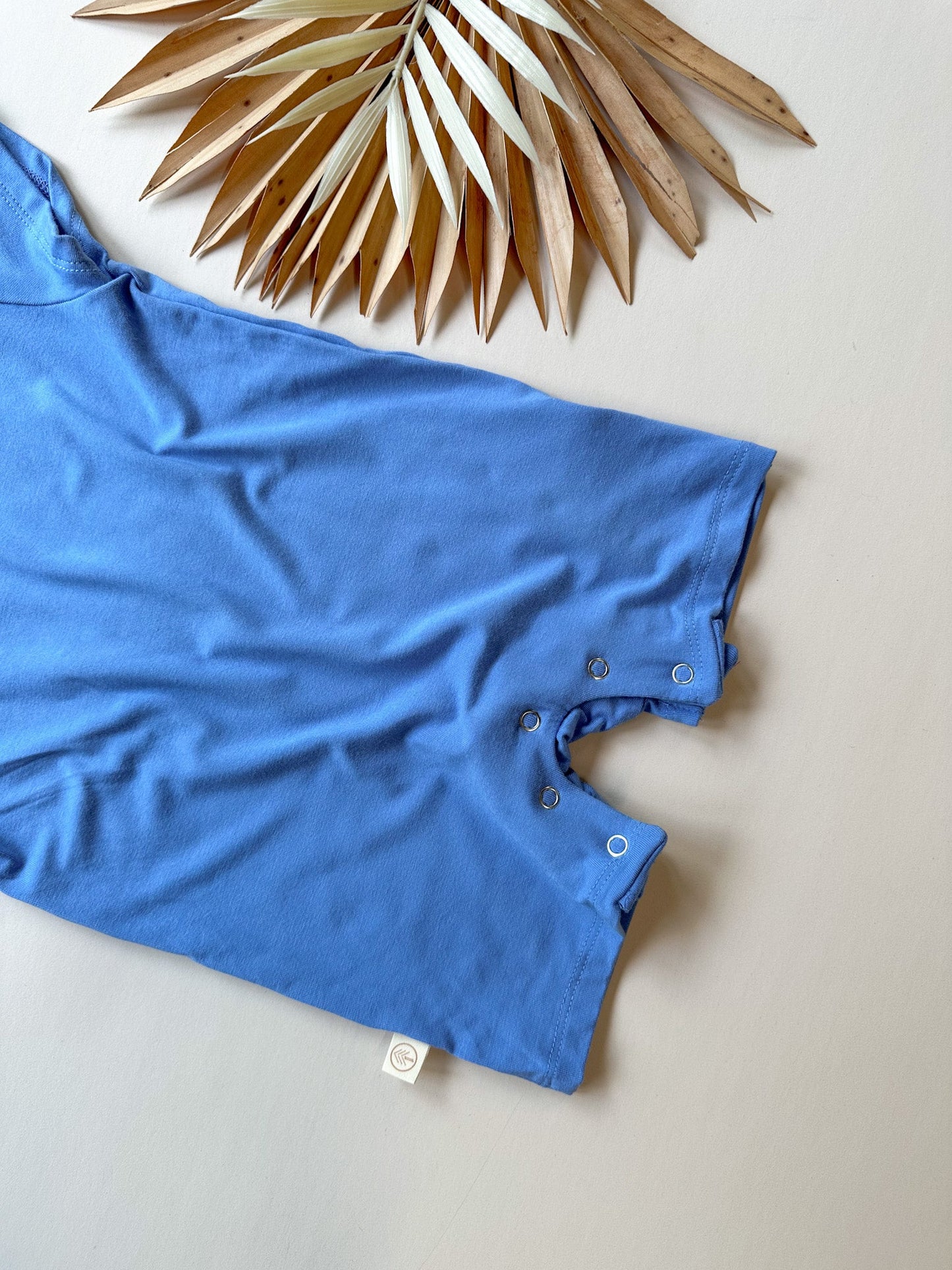 Short Sleeve Snap Romper | Pacific Blue | Luxury Bamboo - Tenth & Pine - BAMBOO ROMPER - 0 - 3M