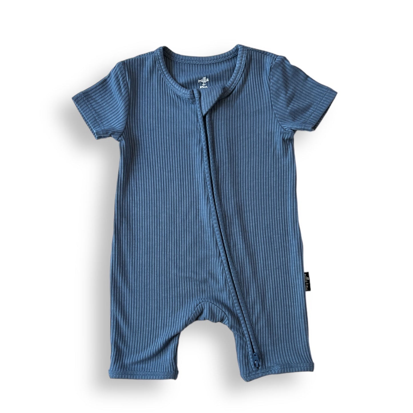 SHORTIE ZIP ROMPER - Arctic Ribbed - Tenth & Pine - shortie zip rompers - rib - 0/3m