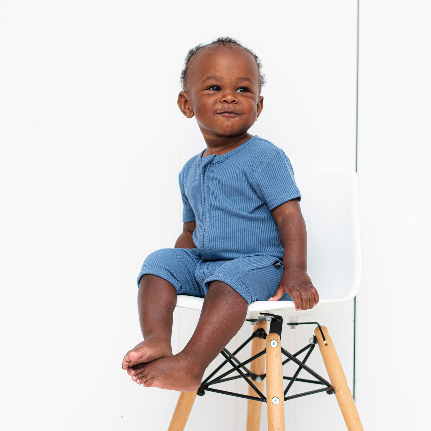 SHORTIE ZIP ROMPER - Arctic Ribbed - Tenth & Pine - shortie zip rompers - rib - 0/3m
