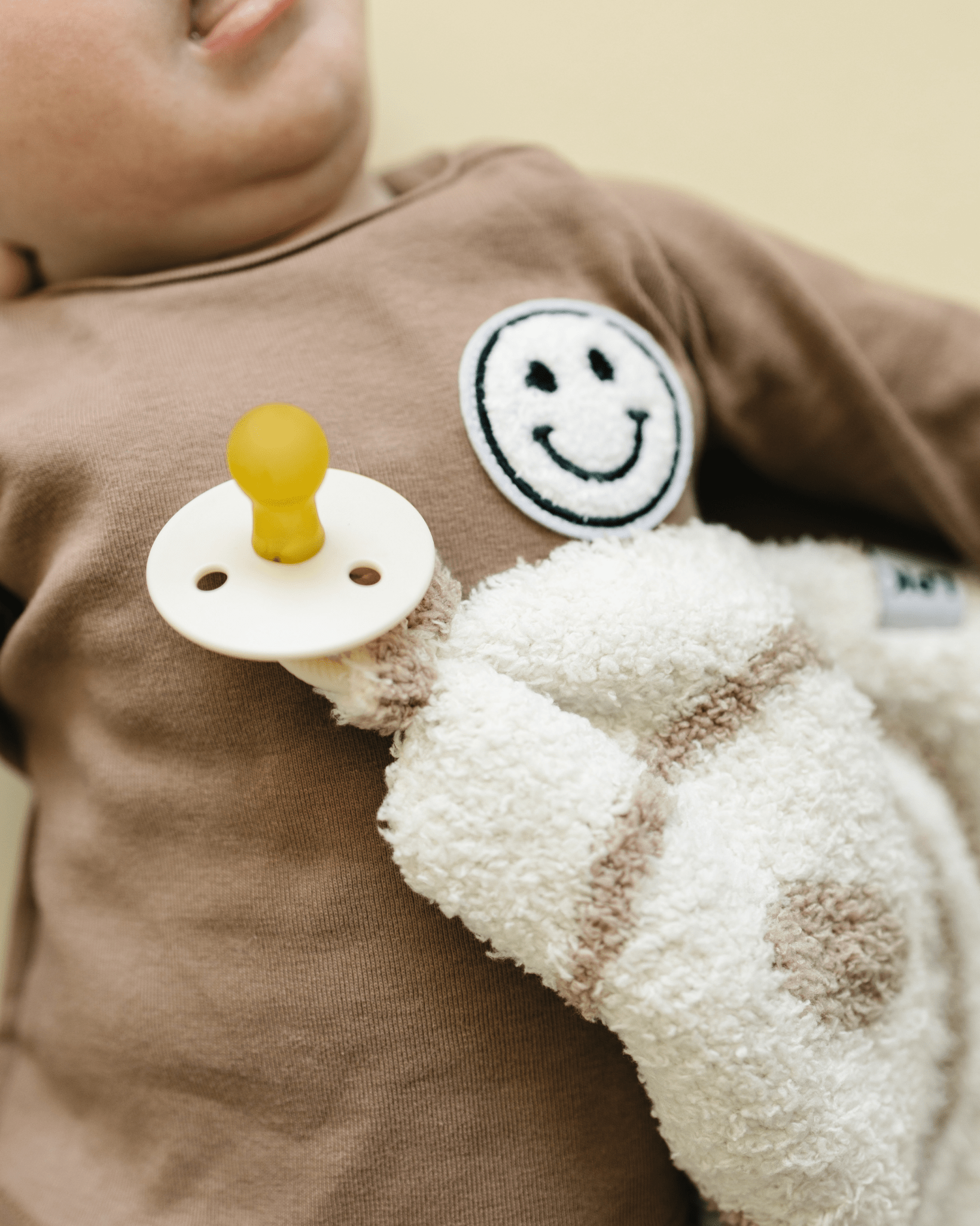 Smiley Fuzzy Blanket | Latte - Tenth & Pine - Plush Blanket -