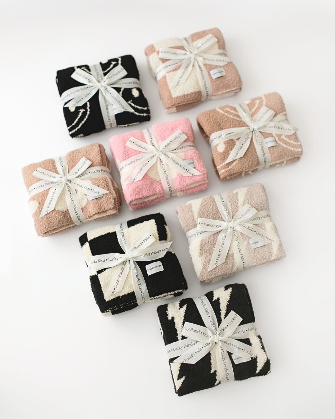 Smiley Fuzzy Blanket | Latte - Tenth & Pine - Plush Blanket -