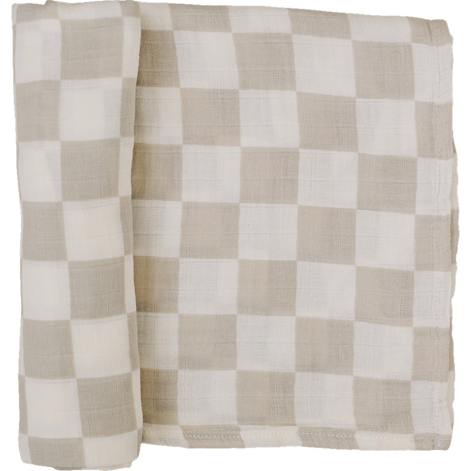Taupe Checkered Muslin Swaddle Blanket - Tenth & Pine -