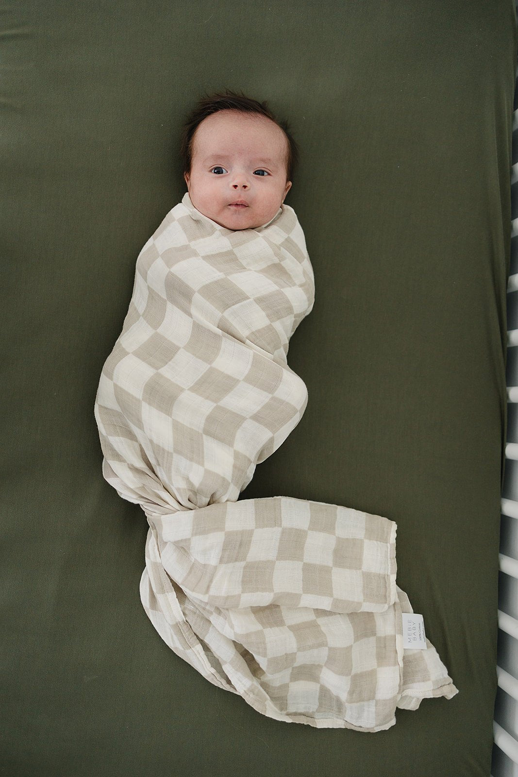 Taupe Checkered Muslin Swaddle Blanket - Tenth & Pine -