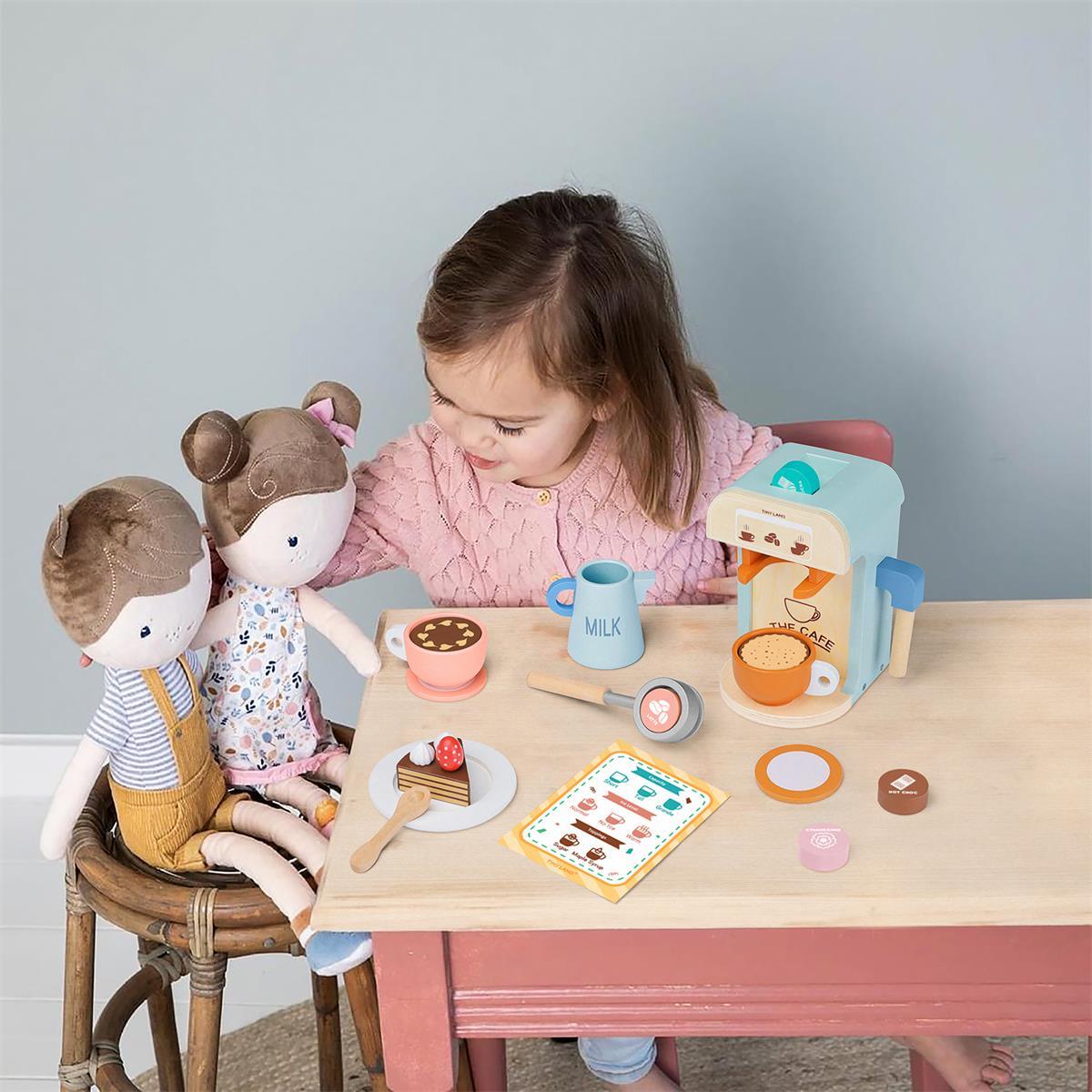 Tiny Land® Wooden Kids Play Coffee Maker Set - Tenth & Pine - Toy Cookware -