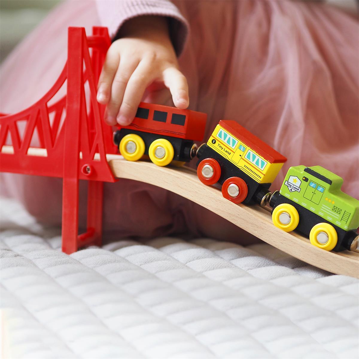 Tiny Land® Wooden Train Set 110 Pcs - Tenth & Pine - Toy Trains & Train Sets -