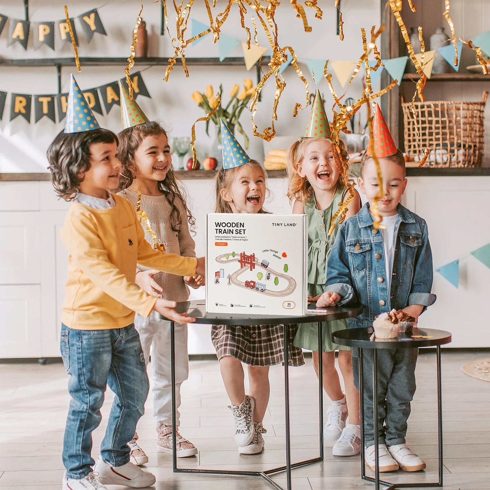 Tiny Land® Wooden Train Set for Children 39 Pcs - Tenth & Pine - Toy -