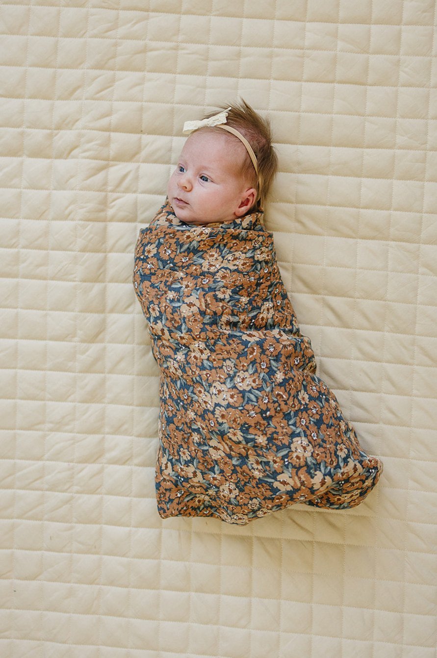 Venetian Floral Muslin Swaddle Blanket - Tenth & Pine -