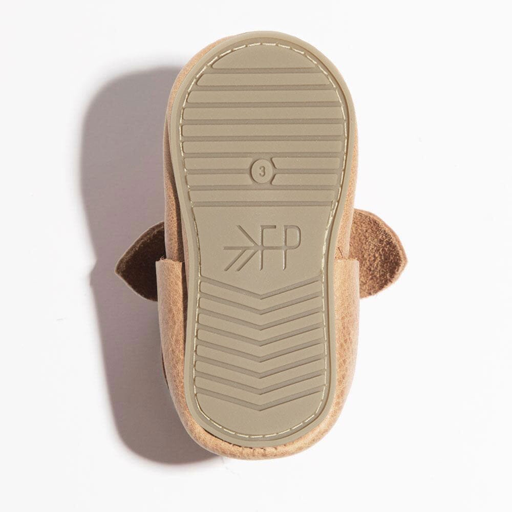 Weathered Brown Knotted Bow Baby Shoe - Tenth & Pine - Knotted Bow Mocc - Soft Sole - Newborn