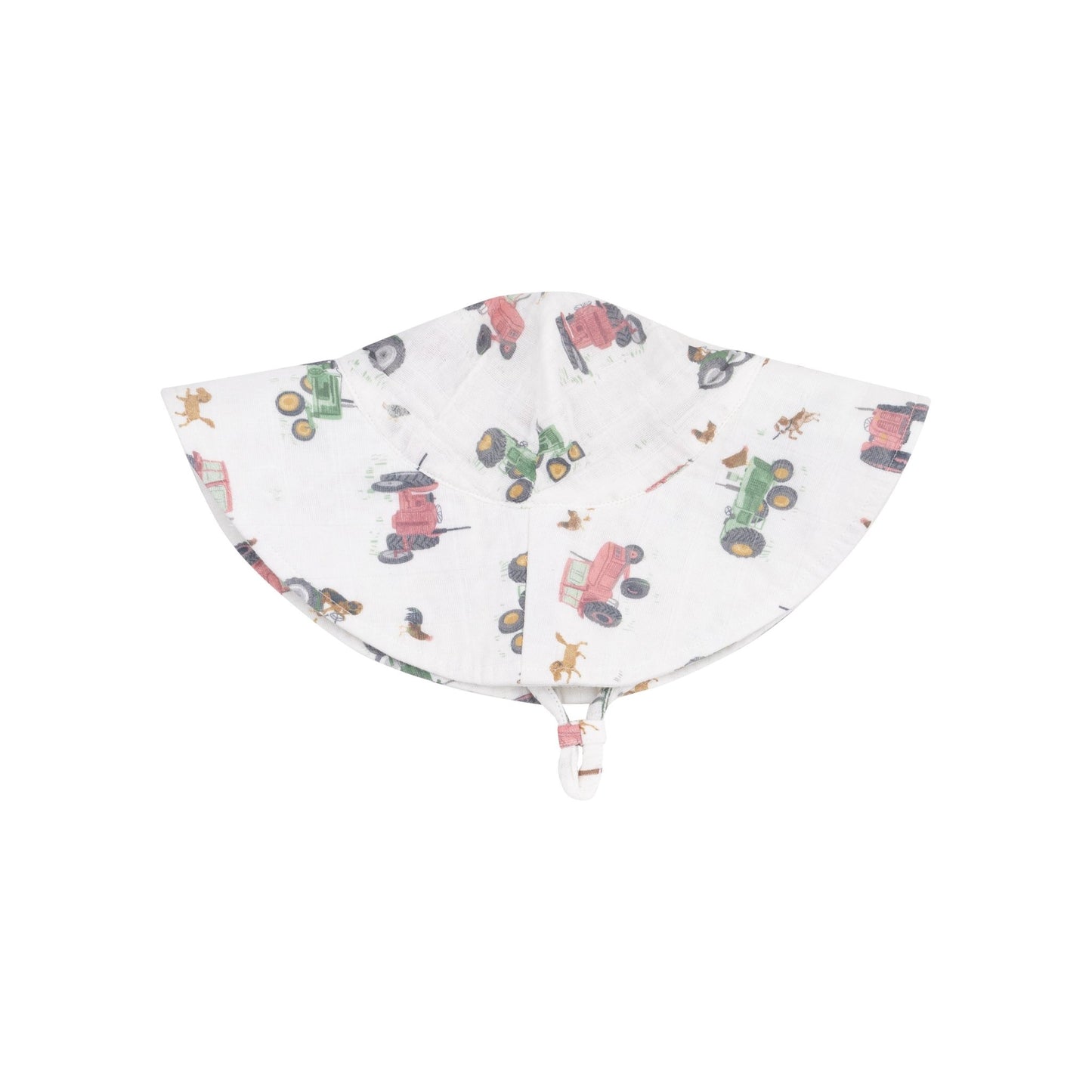 Wide Brim Sunhat - Tractors and Friends Pink - Tenth & Pine - Sunhat - 0 - 6M - Angel Dear