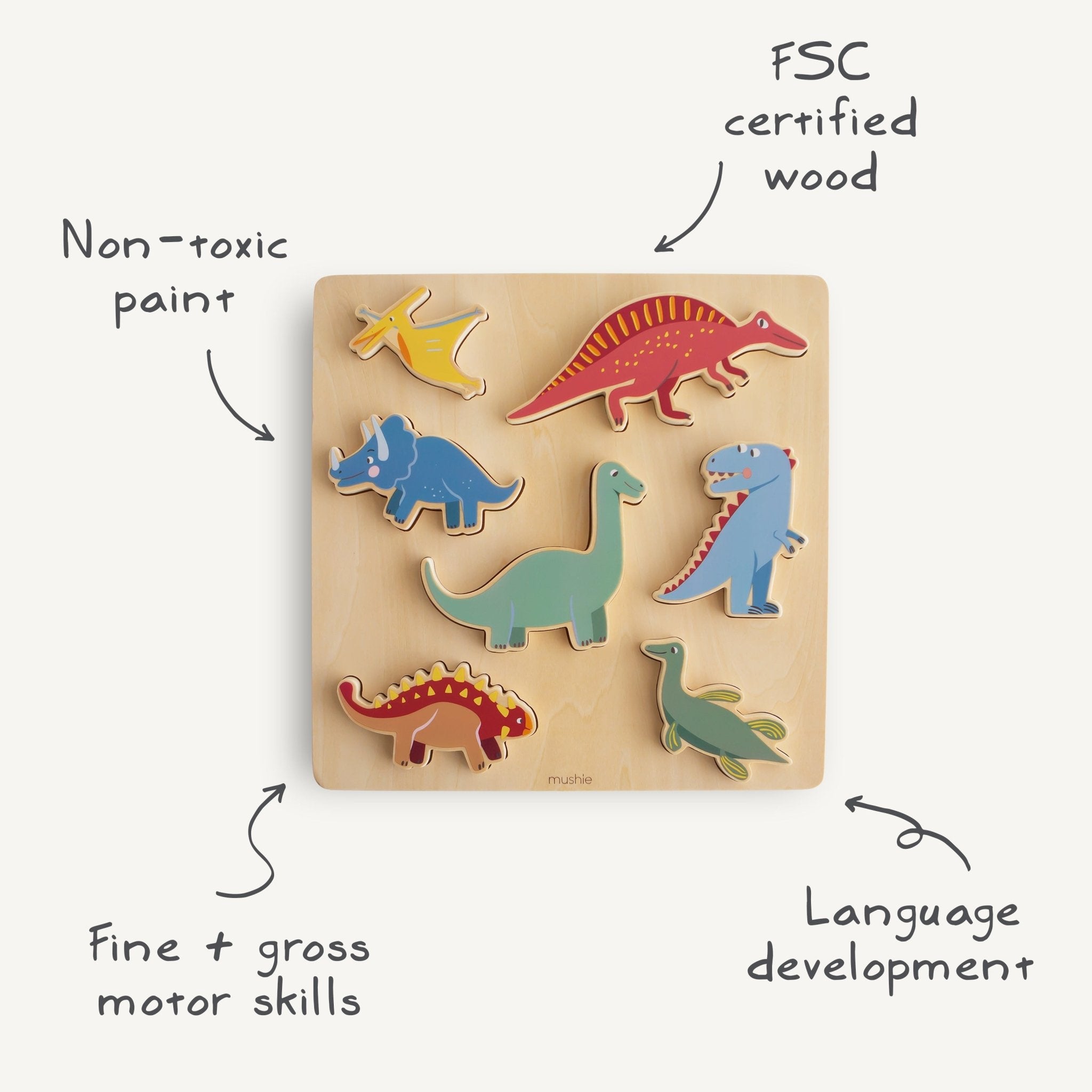 Wooden Dino Puzzle - Tenth & Pine - Wooden Puzzle -